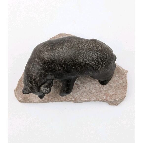 Maigon Daga Ceramic Bear Sculpture on Granite Base 6\